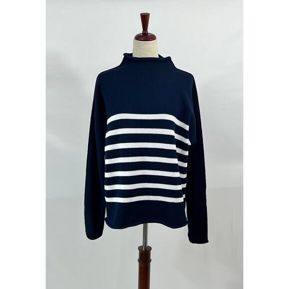 FRANK & EILEEN Sz M Medium Monterey Pullover Sweater Navy Stripe - Picture 9 of 10